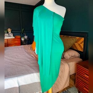 ASOS Asymmetrical One Shoulder Green Dress